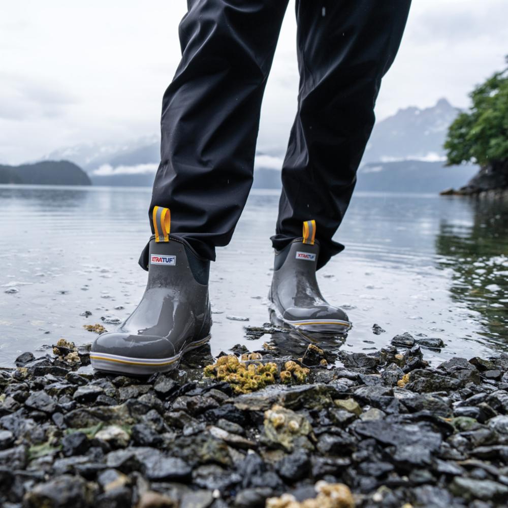Xtratuf MENS 6 ANKLE DECK BOOT GREY/YELLOW