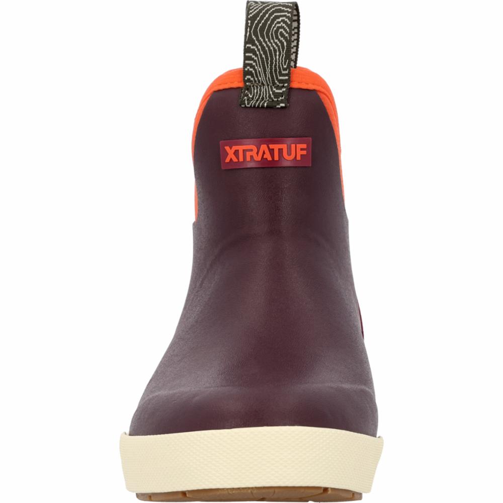 Xtratuf WOMENS ANKLE DECK BOOT 6 IN CAMP FIG/NEON FLARE