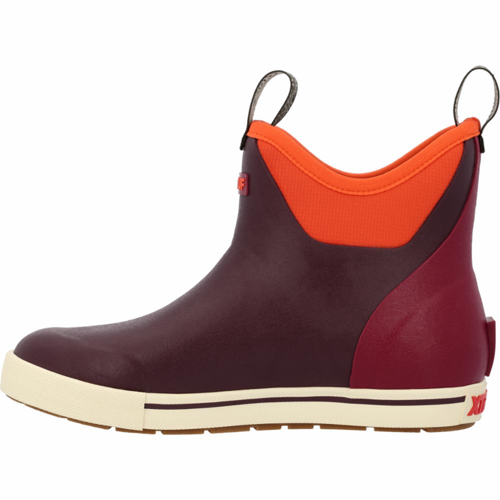 Xtratuf WOMENS ANKLE DECK BOOT 6 IN CAMP FIG/NEON FLARE