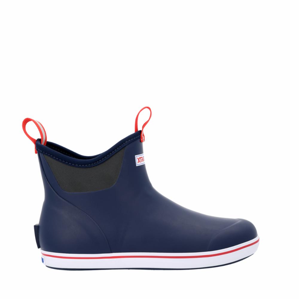 Xtratuf MENS 6 ANKLE DECK BOOT NAVY/RED