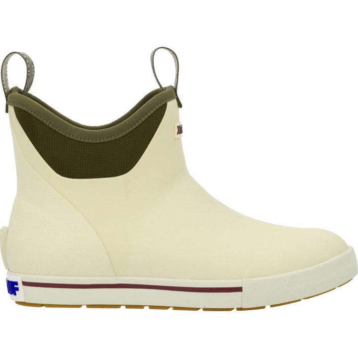 Xtratuf WOMENS ANKLE DECK BOOT 6 IN CAMP BONE WHITE/DARK OLIVE