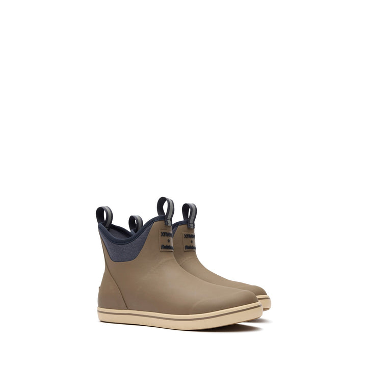 XTRATUF MENS ANKLE DECK BOOT FINISTERRE TAUPE/NAVY