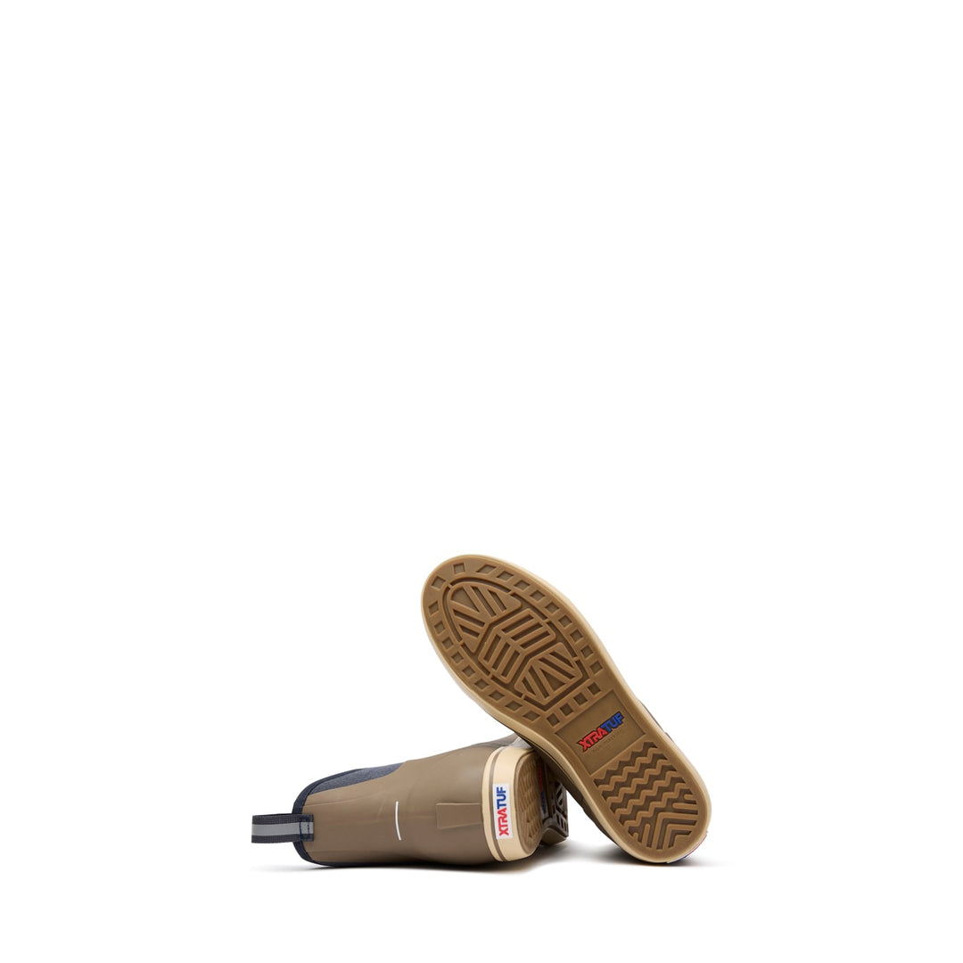 XTRATUF MENS ANKLE DECK BOOT FINISTERRE TAUPE/NAVY