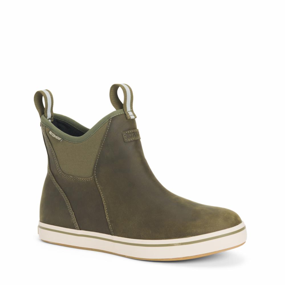 Xtratuf MENS LEATHER ANKLE DECK BOOT OLIVELEATHER