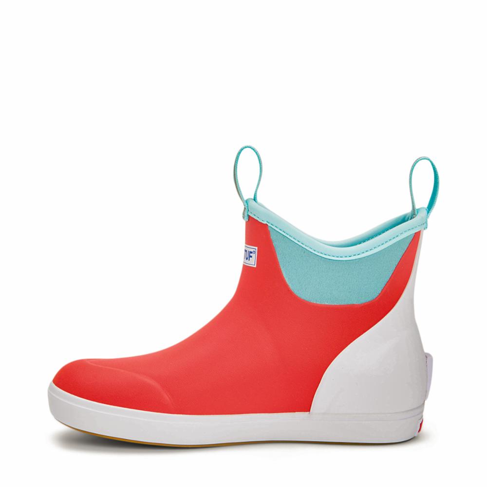 Xtratuf WOMENS 6 ANKLE DECK BOOT ECO CORAL/YULEXNATURALRUBBER